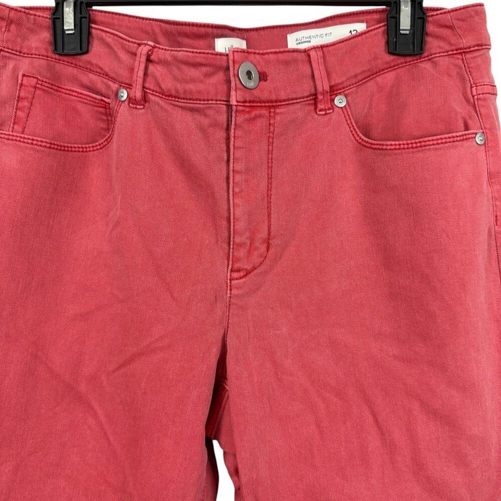 J Jill Authentic Fit Cropped Denim Red Wash Jeans Stretch Cuffed Womens sz 12 - Picture 5 of 16